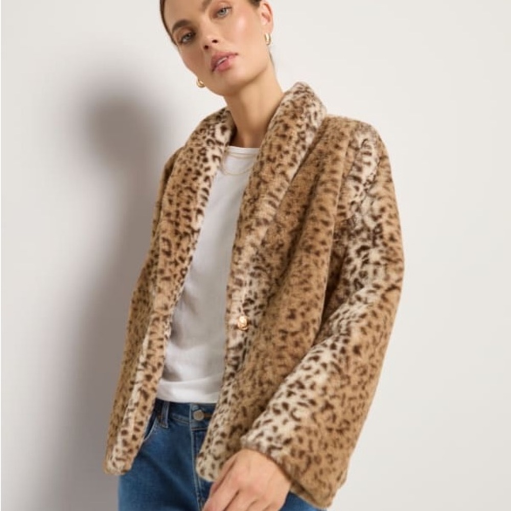 Chic Leopard Print Teddy Jacket